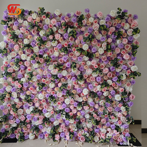SMOOTH 8ftx 8ft Roll up Fabric Backing Purple <b>Artificial</b> <b>Flower</b> Wall Panels Backdrop Wedding Decoration <b>Flowers</b> - Product Image 4