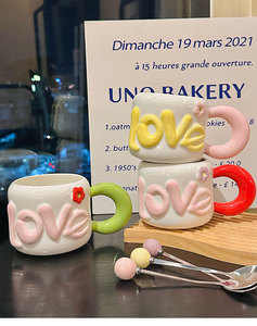 Presente de Dia dos Namorados Caneca de Cerâmica LOVE Flor para Meninas Copo de Água de Alto Valor para Casais Souvenir - Product Image 6