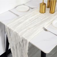 Chemin de table et nappe en gaze imprimée en polyester pour fête, dessert, décoration plissée, modèle Laiyue 6949