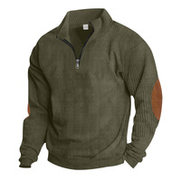 Pull-over en velours côtelé pour hommes, veste décontractée et chaude personnalisée, col montant, veste à capuche de couleur unie à la mode