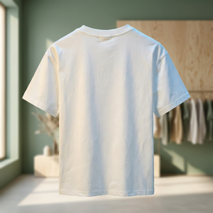 เสื้อยืดคอกลมแขนสั้นสีขาวสำหรับผู้ชาย ผ้าฝ้ายเจอร์ซีย์ถัก 100% ทรงปกติ สไตล์ลำลอง สีพื้น ดีไซน์เรียบง่าย - Product Image 1