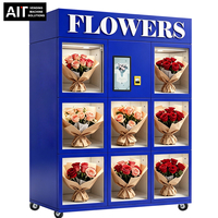 Distributeur automatique de fleurs sans personnel, utilisé par les hôtels, les centres commerciaux et les fleuristes pour la vente de cadeaux floraux