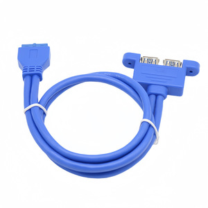 สายต่อขยาย USB 3.0 แบบ 20 พิน ต่อเข้ากับพอร์ต USB ตัวเมียแบบคู่ พร้อมหูยึดตัวเครื่อง สายต่อขยาย USB 3.0 ทองแดง สีฟ้า - Product Image 1