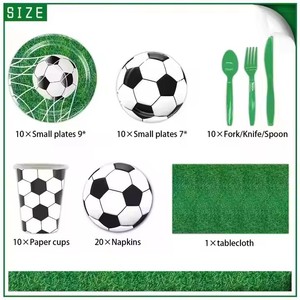 Ensemble de vaisselle classique pour fête de football, pour 10 personnes, avec assiettes, gobelets, serviettes et nappe, pour décorations d'anniversaire et d'événements sportifs - Product Image 5