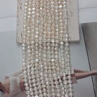 Chaîne de perles baroques d'eau douce naturelles de qualité supérieure, 6-7 mm, polies des deux côtés, haute brillance, bijoux de luxe en gros