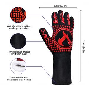 ถุงมือกันความร้อนสูงสำหรับงานกลางแจ้ง พิมพ์โลโก้ได้ ทนความร้อนสูงสุด 800 องศา ถุงมือซิลิโคนสำหรับเตาอบและบาร์บีคิว - Product Image 6