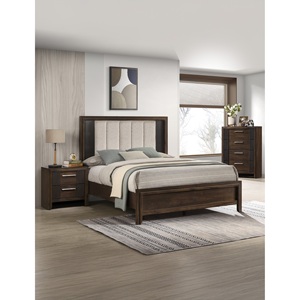 Contemporary <b>2</b>-<b>Drawer</b> Nightstand Rich Wood Finish Polished Hardware Wooden Furniture Brown - Product Image 5
