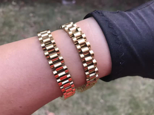 Collana con Ciondolo a Pepita in Acciaio Inossidabile Placcato Oro, Design Classico, <span class=keywords><strong>per</strong></span> Donna e Uomo, Bracciale a Catena Cubana - Product Image 4