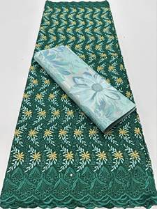 Nouvelle arrivée : <span class=keywords><strong>dentelle</strong></span> suisse brodée africaine <span class=keywords><strong>en</strong></span> voile, fabriquée <span class=keywords><strong>en</strong></span> Suisse, tissus 100% coton <span class=keywords><strong>et</strong></span> 2 pièces de foulard Sego pour la tête - Product Image 2