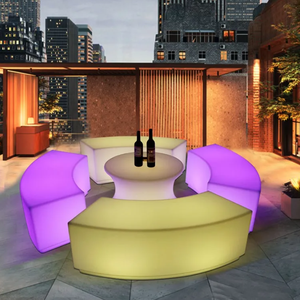 Sillas luminosas para eventos, sillas <span class=keywords><strong>de</strong></span> bar <span class=keywords><strong>de</strong></span> <span class=keywords><strong>playa</strong></span>, juegos <span class=keywords><strong>de</strong></span> muebles solares para exteriores, Banco curvo iluminado LED que cambia <span class=keywords><strong>de</strong></span> Color a prueba <span class=keywords><strong>de</strong></span> agua - Product Image 3