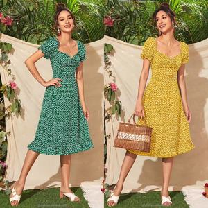 Robes imprimées décontractées personnalisables 2024, nouvelle mode estivale, polyvalentes, fines et ajustées, robe une pièce adaptée aux pique-niques - Product Image 4