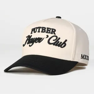 Personalizado de plástico hebilla 3D bordado Logo 100% algodón estructurado 5 paneles hombres gorras de béisbol sombreros gorras ajustadas