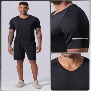 2023 Phong Cách Mới Của Nam Giới Sang Trọng Thể Thao Phòng Tập Thể Dục Cổ Điển V Cổ T-Shirt Chất Lượng Cao Màu Rắn Tập Luyện Hàng Đầu Màn Hình Lụa In - Product Image 6