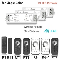 Gradateur LED V1 5-36V Télécommande sans fil 2.4G 1CH 8A 40W Charge maximale Modèles RT Bande LED monochrome
