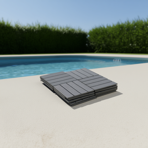 Piastrelle Quadrate in Plastica Grigie 12x12 Incastrabili, Impermeabili, per Pavimentazione Esterna e Bordo Piscina - Product Image 2