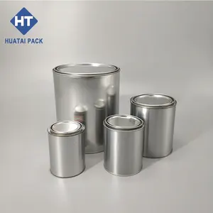 Empty Tin Cans Factory Direct Sale 473ml Empty Paint Can Pint Round Shape Tin Can Glue Container Manufacturer Metal Tin Box Prime Tinplate CMYK Offset Printing HT