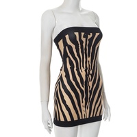 Viviblook C25DS089 tenues de streetwear sexy imprimé zèbre sans bretelles dos nu moulante mini robes décontractées moulantes pour femmes