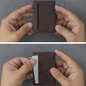 Men's RFID Folding <b>Wallet</b> Small Genuine Leather Automatic Card Ejector Business Card <b>Holder</b> Everyday Use - Product Image 2