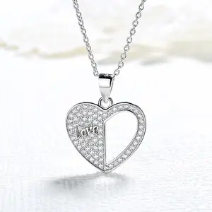 Koreaanse Fine Jewelry Luxe S925 Sterling Diamant Liefde Amethist Eenvoudige Hart Hanger Ketting