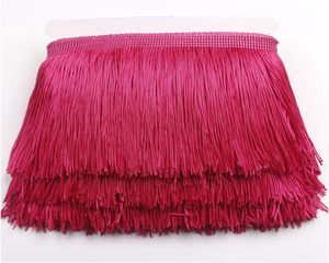 Frange de dentelle en polyester à pampilles pour robe de danse latine, haute densité, 10 cm, 50 couleurs, vente en gros - Product Image 3