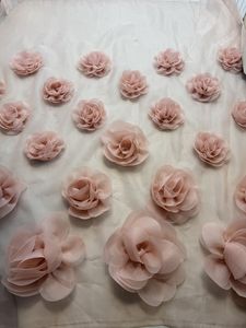 3Dローズ花柄チュールウェディングレース生地ファンシーメッシュ3D花柄ローザレース生地 - Product Image 6