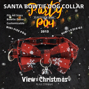 Adjustable Christmas Dog <strong>Collar</strong> Santa Claus Pendant <strong>Detachable</strong> Bow Tie Bell Print Pattern Personalized Puppy Kitten Cat <strong>Collar</strong> - Product Image 2