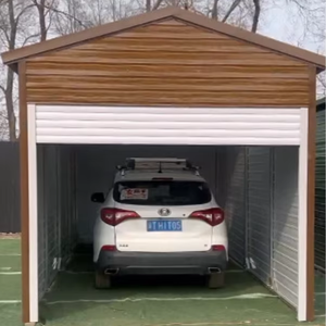 Maison conteneur modulaire temporaire <span class=keywords><strong>en</strong></span> bois, garage préfabriqué mobile <span class=keywords><strong>en</strong></span> kit avec porte enroulable à commande manuelle, ateliers extérieurs - Product Image 1