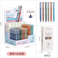 Stylo gel coloré mignon et simple, stylo neutre créatif quatre-en-un, stylo coloré, ensemble de stylos de signature pour étudiants, 6 pièces/boîte