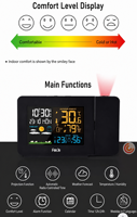 Horloge météo multifonctionnelle intérieure/extérieure avec écran couleur, projection des prévisions météorologiques, horloge électronique