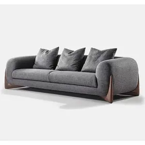 Modern Simple Design 3 Seater Wooden Frame Sectional Fabric Sofa Set For Living Room