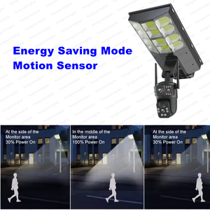 Luce Stradale <span class=keywords><strong>Solare</strong></span> <span class=keywords><strong>da</strong></span> Esterno 1200W con Batteria al Litio <span class=keywords><strong>da</strong></span> 100000, Telecamera CCTV IP PTZ 4G WiFi con Doppio Obiettivo 4K 8MP e Sensore CMOS - Product Image 3