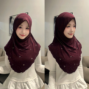 Hijab Zifeng OEM uni pratique pour femmes musulmanes avec strass brillants en <span class=keywords><strong>lin</strong></span> CE - Product Image 3