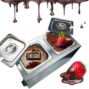 Professionele 2 Tanks Chocolade Smelten Warmer Pot 300W Commerciële Elektrische Chocolade Tempereren Machine