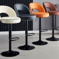 Tabouret de bar moderne de luxe nordique en cuir PU avec dossier, chaise de bar haute pour îlot de cuisine, café, mobilier de bar à domicile