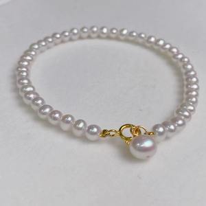 Bracelet de perles d'eau douce de 3 mm de style minimaliste Wenchi, perles authentiques presque rondes pour superposition, idéal pour la Saint-Valentin, Chine - Product Image 1