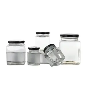 Wholesale Empty Luxury Mini Crystal Square Jam Food Glass Jar With Lids For Honey