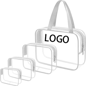 4-Piece <b>Transparent</b> PVC Cosmetic Toiletry <b>Bag</b> Polyester Airport Storage Travel Outdoor <b>Bag</b> Swimming Manufacturer's - Product Image 1