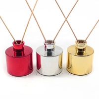 Flacon diffuseur cylindrique élégant en verre transparent 100 ml, vide, pour aromathérapie, avec bouchon argenté, pour parfum d'ambiance, coffret cadeau, décoration