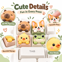 Ensemble de touches de clavier mécaniques personnalisées en PVC 3D, figurines d'anime mignonnes, renard, panda, chat, lapin