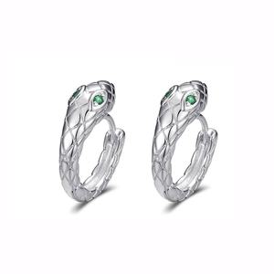 Pendientes <span class=keywords><strong>de</strong></span> serpiente frescos <span class=keywords><strong>de</strong></span> moda para mujer S999, plata pura, circón verde, incrustaciones <span class=keywords><strong>de</strong></span> diamantes, <span class=keywords><strong>Slytherin</strong></span>, gama alta, pequeños geométricos - Product Image 1