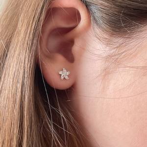 Pendientes de Plata de Ley 925 con Mini Flor, Pendientes Elegantes para Bodas, Fiestas y Uso Diario, Alta Calidad - Product Image 4