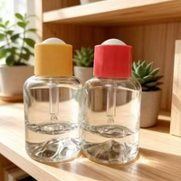 Flacon compte-gouttes rond en verre transparent à prix d'usine avec bouchon en plastique coloré, rechargeable, logo personnalisé, emballage cosmétique en gros