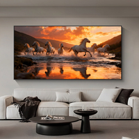 Peintures murales sur toile de grande taille représentant sept chevaux, pour salon, décoration animale personnalisée, impression HD