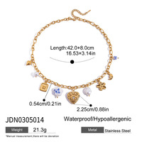 Collier d'été en acier inoxydable Charms en céramique Impression de fleurs Coccinelle Papillon Coeur Noeud Médaillon Perle Pierre principale pour les fêtes