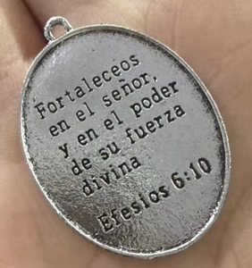 Collana Vintage Spagnola <span class=keywords><strong>SAN</strong></span> MIGUEL in Lega C177 con Spada e Croce, Scudo Sacro di Protezione, Ali d'Angelo, Stile Catena per Maglione - Product Image 2