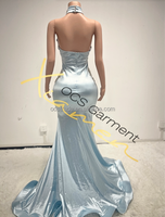 Ocstrade Para Mujeres robes de soirée élégantes pour les femmes maille transparente voir à travers licou dos nu strass robe de bal