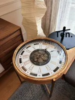 Table basse vintage haut de gamme au design luxueux, style américain, avec engrenage d'horloge, pour salon, canapé, appartement, maison d'hôtes
