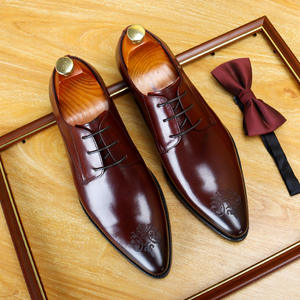 Zapatos de vestir de lujo para hombre, de cuero genuino, con suela gruesa, punta afilada, impermeables, antideslizantes, estilo inglés, con grabados brillantes. - Product Image 6