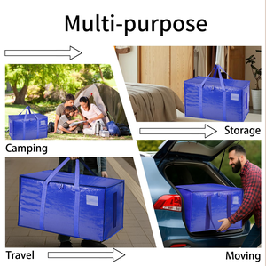 Middle Yellow PP Woven Moving Bags Heavy Duty Extra Large <b>Storage</b> Tote Bags for Space Saving - Product Image 4