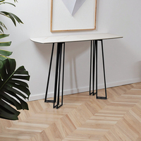 Table console élégante blanche de style nordique moderne avec pieds en métal pour salon, atelier, bureau, salle d'attente, réception, côté canapé